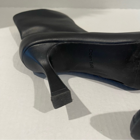 Women’s Open Edit Black Leather Zip Up Heeled Booties Size 7.5 US! - Picture 3 of 10